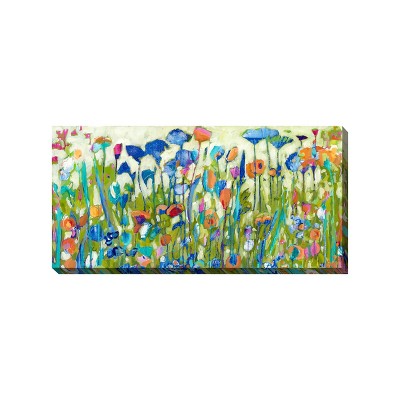 Cottage Garden West of The Wind Mischief Makers Blue, Orange, Green 48 x 24 Inch Waterproof Gallery Wrapped Canvas, Outdoor Garden, Yard, Patio All