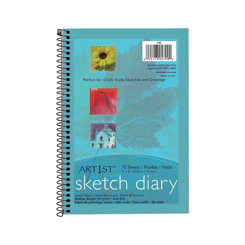 Pacon Art 1st Sketch Diary 9" x 6" White 70 Sheets/Pad (4790) P4790, 2 of 3