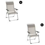 Lafuma Alu Cham XL Folding, Adjustable 5-Position Reclining Outdoor Mesh Sling Chair for Camping, Beach, Backyard, and Patio, Seigle Gray (Pair)