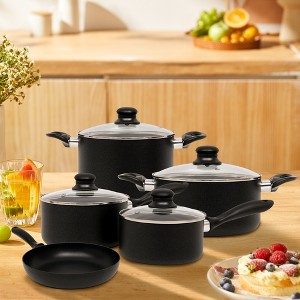 SKONYON 16-Piece Hard-Anodized Nonstick Cookware Set, Pots and Pans with Lid - 1 of 4