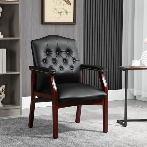 Vynxaria Leather Reception Guest Chairs for Meeting Waiting Room Conference Office Guest Chairs,Black - 1 of 4