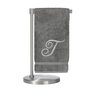 BC BARE COTTON Monogrammed Bath Towel, Personalized Gift, 27 x 54 inches - Set of 1 - Gray - Silver Script - 1 of 4