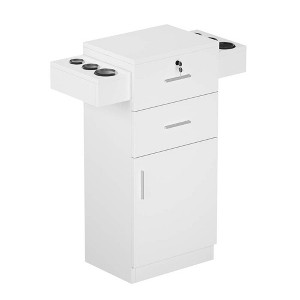 Karl Home Free Standing Wooden Salon Barber Station Cabinet with 2 drawers 1 Cabinet 6 Hair Dryer Holders - 1 of 4