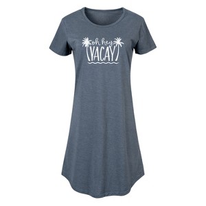 Women's - Instant Message - Oh Hey Vacay Graphic T-shirt Dress - 1 of 4