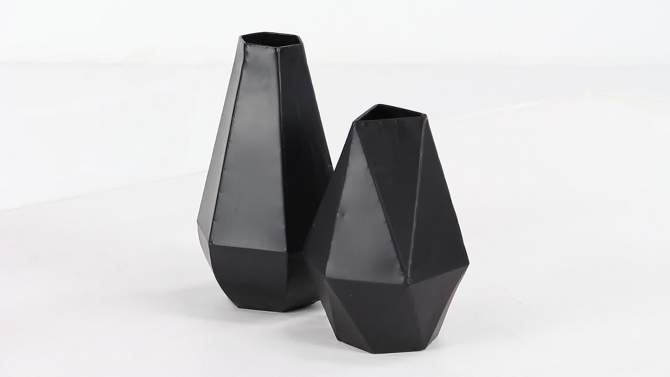 Set of 2 Metal Geometric Vases Black - Olivia &#38; May, 2 of 17, play video