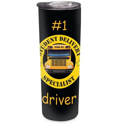 Elanze Designs #1 Bus Driver Yellow Bus 20 ounce Stainless Steel Travel Tumbler