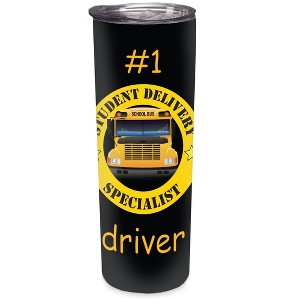 Elanze Designs #1 Bus Driver Yellow Bus 20 ounce Stainless Steel Travel Tumbler - 1 of 4