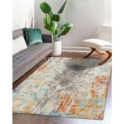 Luxe Weavers Multi Abstract Stain-Resistant Area Rug 2x3