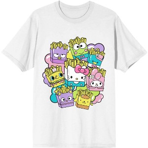 Hello Kitty & Friends French Fry Character Boxes Women's White Crew Neck Short Sleeve T-shirt - 1 of 2