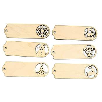 Woodlander Workshop Christmas Gift Tags Oval  -  Six Gift Tags 4.0 Inches -  Ornament Laser Cut  -  Gt02  -  Wood  -  Beige