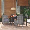 vidaXL Patio Dining Set Outdoor Dining Set Table and Chair Set Poly Rattan - Gray and Brown 59.1" Table Length 4 Items - 2 of 4