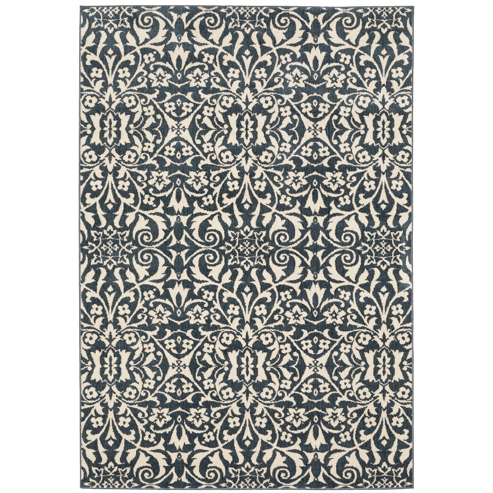 Photos - Area Rug 9'10"x12'10" Farrah Damask Botanical  Blue/Ivory - Captiv8e Design