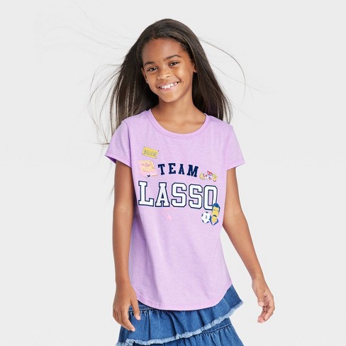 Girls' Ted Lasso Short Sleeve Graphic T-Shirt - Purple XS