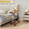 End Table with Rolling Wheels, C Shaped Side Table for Couch, TV tray Table with 2-layer Storage Shelves for Small Spaces, Living Room - 2 of 4