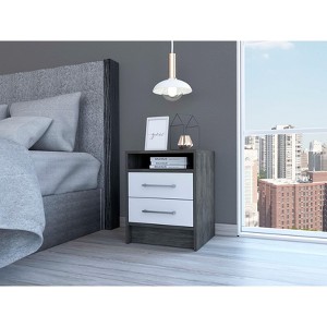 NicBex 2 Drawers Nightstand with Metal Handles,Bedside Table with Top Shelf,Modern Side Table for Bedroom - 1 of 4