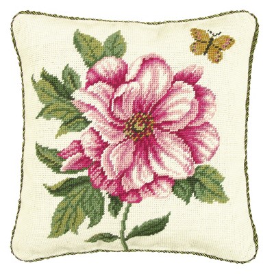 C&F Home Colonial Williamsburg 14" x 14" Peony Light Needlepoint Pillow