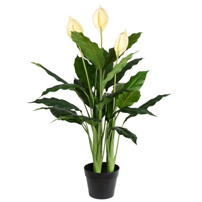 Vickerman 37" Artificial Green Peace Lily Real Touch Plant.