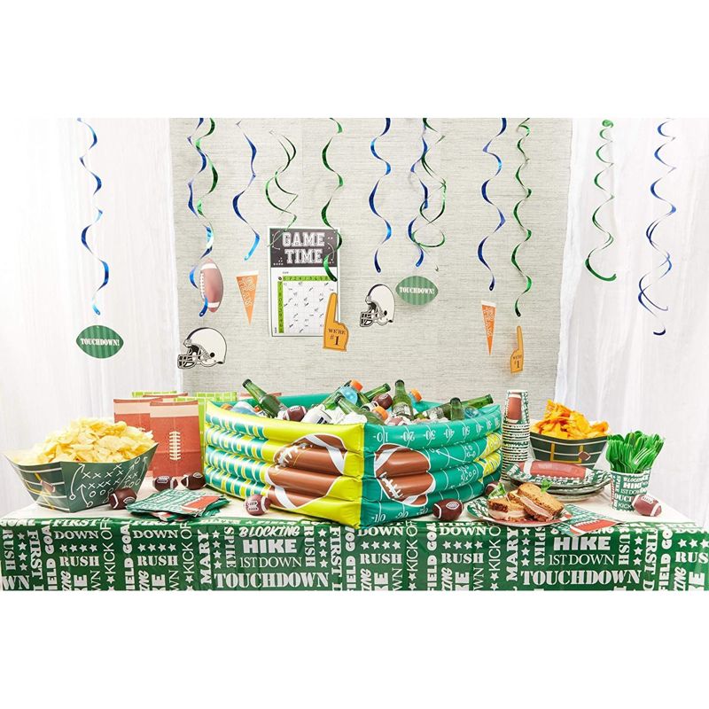 Juvale 3 Pack Football Plastic Tablecloth for Game Day Party, Green Table Cover (54 x 108 in), 3 of 8