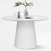 Dwen 46'' High Gloss PU Lacquer Technique Round Dining Table White Pedestal Base-Maison Boucle - 2 of 4