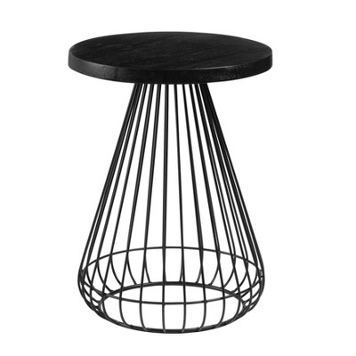 MH London Melody  20" Solid Wood and Black Metal Frame with Round Top End Table