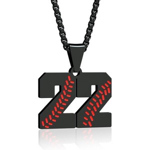 Inspiration Baseball Necklace - Stainless Steel Baseball Chain Number Pendant - Boys & Girls Gift - 1 of 4