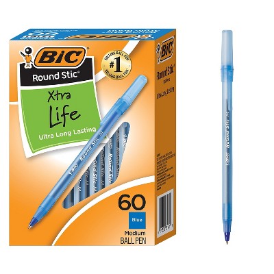 BIC Round Stic Xtra Life Ballpoint Blue Ink 1mm Medium 60/Box GSM609BE