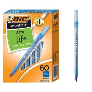 BIC Round Stic Xtra Life Ballpoint Blue Ink 1mm Medium 60/Box GSM609BE - 1 of 4