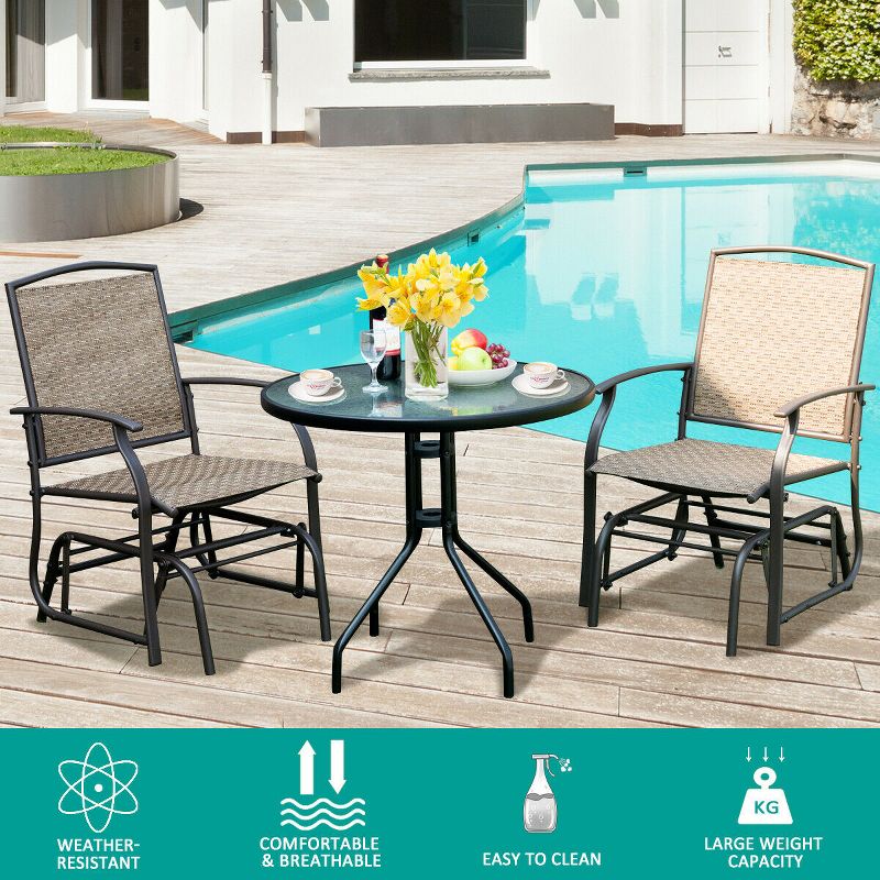 Costway 2PCS Patio Swing Single Glider Chair Rocking Seating Steel Frame Garden Brown, 5 of 11