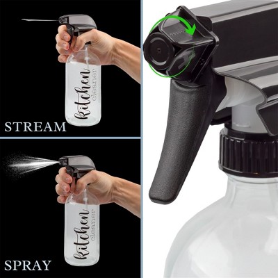 16oz Clear Glass Refillable Cleaning Spray Bottles Set with Labels
