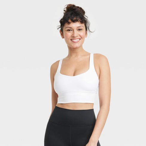 Women's Light Support Strappy Longline Sports Bra - All In Motion™ White XXL