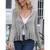 Women's Peplum Cardigan Sweater - Tie Front Collared Long Sleeve Knit Cardigan, Ruffle Hem Warm - 2 of 4
