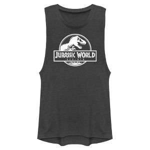Junior's Jurassic World: Rebirth Black and White Movie Logo Festival Muscle Tee - 1 of 4