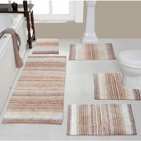 Cotton Bath Rug Set of 2, Soft & Absorbent Bathroom Rugs with Non