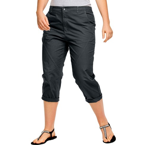 ellos Women's Plus Size Seamed Capris, 16 - Black