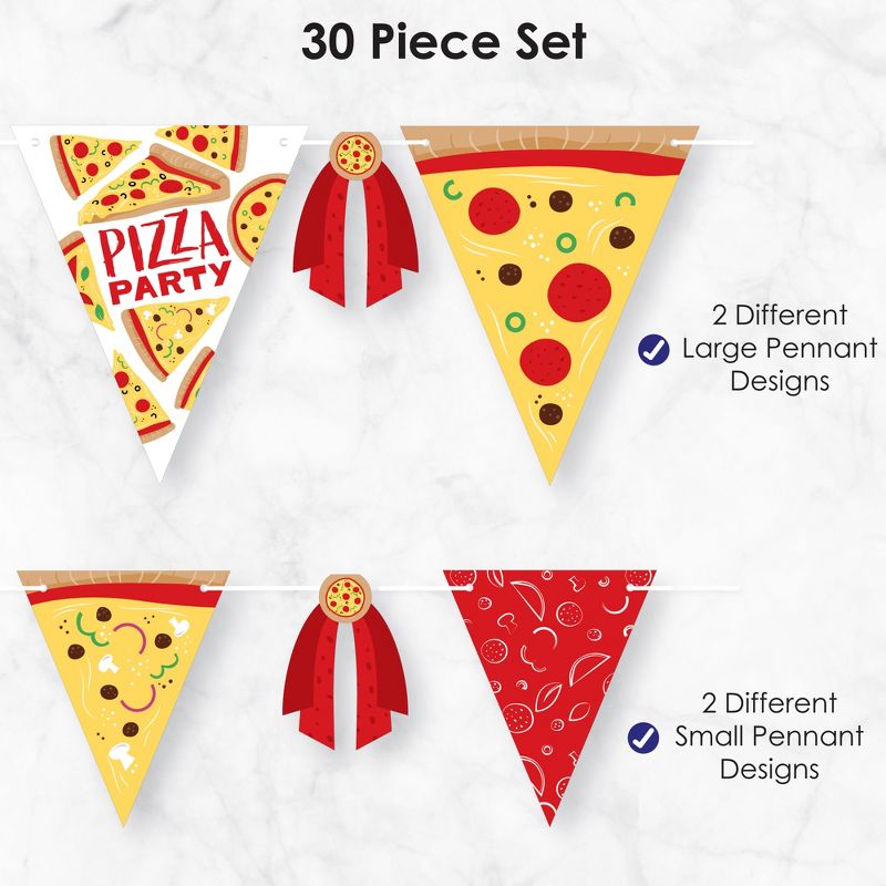 Big Dot of Happiness Pizza Party Time - DIY Baby Shower or Birthday Party Pennant Garland Decoration - Triangle Banner - 30 Pieces, 5 of 9