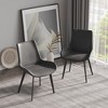 Modern Dining Chair with Black Metal Legs, Gray Color, Set of 2, Sleek Design for Dining & Living Rooms - 3 of 4