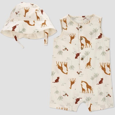 Carter's Just One You®️ Baby Boys' Safari Top and Hat Set - Ivory Newborn