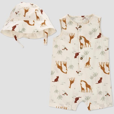 Image of Carter's Just One You®️ Baby Boys' Safari Top and Hat Set - Ivory 6M