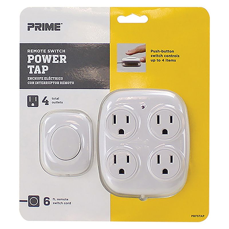 Prime Wire and Cable 4-Outlet Wall Tap with Corded Remote Switch, 4 of 5