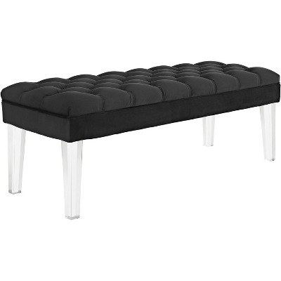 Modway Valet Tufted Button Performance Velvet Upholstered Bedroom Or Entryway Bench with Acrylic Legs in Black