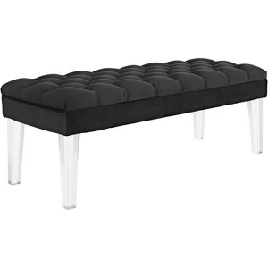Modway Valet Tufted Button Performance Velvet Upholstered Bedroom Or Entryway Bench with Acrylic Legs in Black - 1 of 4
