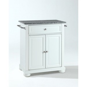 HomeStock  Alexandria Granite Top Small Portable Rolling Kitchen Island Storage Cart, Microwave Stand, White - 1 of 4