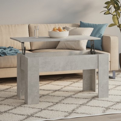 vidaXL Coffee Table Concrete gray Engineered wood Medium Sliding Top