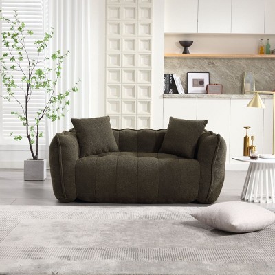 Square 2 Seater Bean Bag Sofa Couch,Best Reclining Sofa With High Resilience Foam,Bean Bag Love Seat,Lazy On Sofa Chenille Couch-Cuddlewood