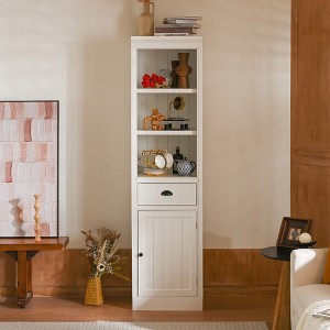 75" Tall Freestanding Bookshelf, 5 Tier Wooden Bookcase with Open Shelves & Cabinet, Wooden Organizer Pantry, Display Storage Cabinet for Office - 1 of 4