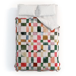 Ninola Design Watercolor checker Yuletide Comforter + Pillow Sham(s) - Deny Designs - 1 of 3