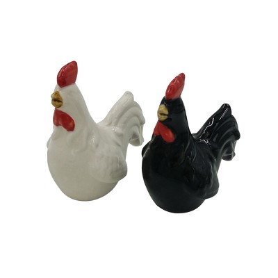 Ceramic Rooster Salt & Pepper Shakers Black/White 8oz - Drew DeRose