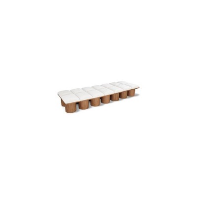 Meridian Furniture,Pavilion Cream Boucle Fabric Bench