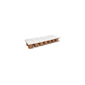 Meridian Furniture,Pavilion Cream Boucle Fabric Bench - 1 of 4