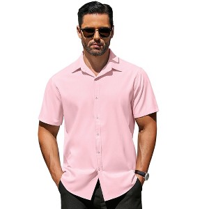 COOFANDY Men's Dress Shirts Short Sleeve Wrinkle Free Business Textured Shirt Casual Button Down Shirts - 1 of 4